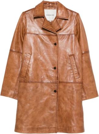 Birgitte Herskind Leather Jackets, female, Brown, 2XS, Shelly Paneled Leather Coat