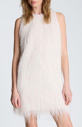 Kenneth Cole Sleeveless Fringe Minidress in Oyster at Nordstrom, Size X-Small