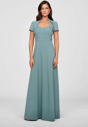 Kay Unger Fatima Gown In Cyan Blue