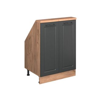 Vicco Armario De Cocina Para Techo Inclinado R-line, Antracita Casa De Campo/roble Kraft Dorado, 60 Cm Con 2 Puertas, Vicco