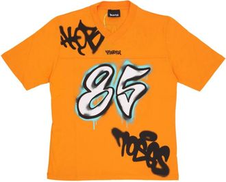 Disclaimer Oranje V-hals Tee Oversize Print - Heren - T-shirts - Oranje - XL - Katoen - Tops