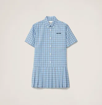 Miu Miu Pleated checked poplin dress
