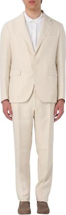 Tagliatore Single Breasted Suits, male, Beige, XL, Linen Suit TwoPiece Set