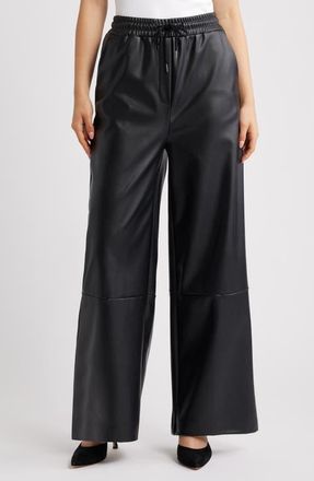 Ichi Ihzoma Faux Leather Pants in Black at Nordstrom, Size Xx-Large