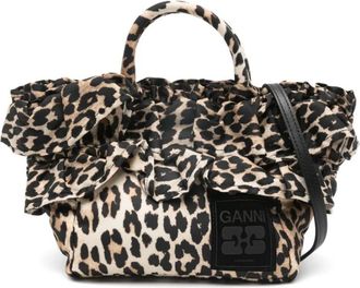 Ganni Leopard XXL Tote - Dames - Handtassen - Veelkleurig - ONE Size - Katoen - Tassen