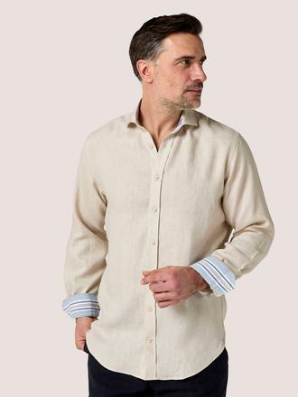 Koy Clothing Classic Linen Long Sleeve Shirt in Sand at Nordstrom, Size Xx-Large
