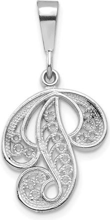 Diamond2Deal 10K White Gold Filigree Initial P Pendant