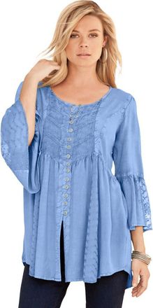 Roaman's Taylor Acid Wash Big Shirt in French Blue at Nordstrom, Size 22