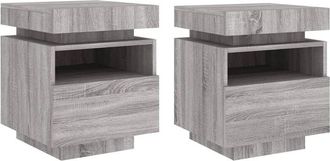 vidaXL Vidaxl - Mesitas de noche con luces led 2 uds gris Sonoma 40x39x48,5 cm