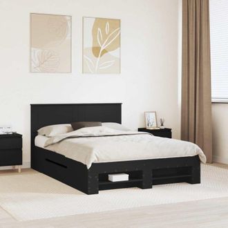 vidaXL Estructura De Cama Negro 140 X 200 Cm Madera De Ingenier&iacute;a Vidaxl