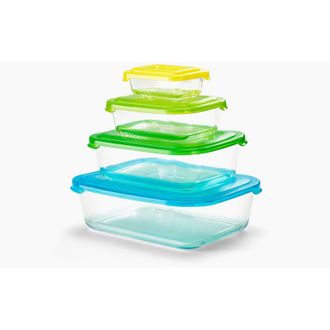 Joseph Joseph Nest Glass Storage De Joseph Joseph, Juego De 4 Recipientes Apilables De Vidrio Con Tapa Herm&eacute;tica, Capacidad De 230 Ml A 1.85 L, Aptos Para Microonda