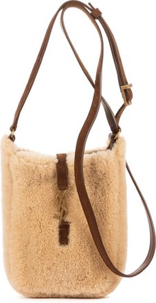 Saint Laurent Pre-owned Womens 5 &agrave; 7 Shearling Bucket Mini Crossbody - Beige - One Size