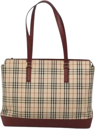 Burberry Pre-owned Tote Bags, female, Beige, Size: ONE SIZE Pre-owned Nova check tote