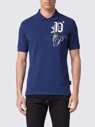 Philipp Plein Polo in cotone con logo monogram e chiusura a tre bottoni
