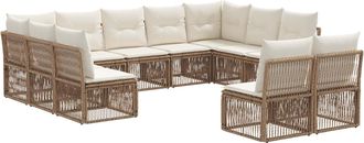 vidaXL Conjunto De Sof&aacute;s De Jard&iacute;n 11 Uds. Beige Rat&aacute;n Sint&eacute;tico Vidaxl
