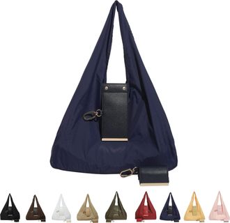 Generic Keychain Foldable Tote Bag, Expandable Reusable Shopping Handbag, Multi-Functional Compact Pocket Bag Large Capacity (2, Dark Blue)