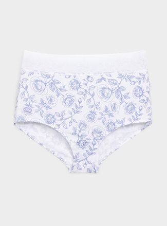 Miiyu Womens Lace trim high-waist boyshort Organic cotton