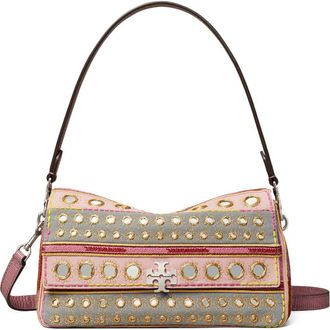Tory Burch Small Charlie Embellished Shoulder Bag in Pink /Gray at Nordstrom