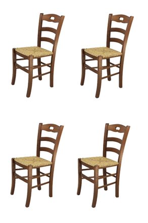 Tommychairs Tommychairs 4 Sillas Savoie En Haya Nogal Claro Y Asiento Paja