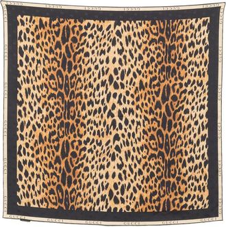 Gucci Leopard-print Logo-border Scarf