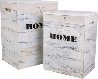 Wanderlust Deco Cestos Ropa De Madera Set 2 Pzas 40x30x54-34x26x47