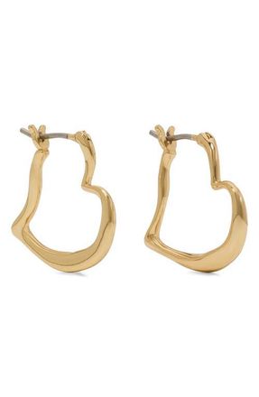 Kate Spade New York heart huggie hoop earrings in Gold at Nordstrom