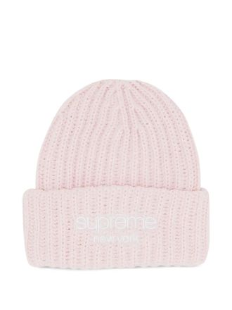 SUPREME Berretto Classic chunky a coste con logo - Rosa
