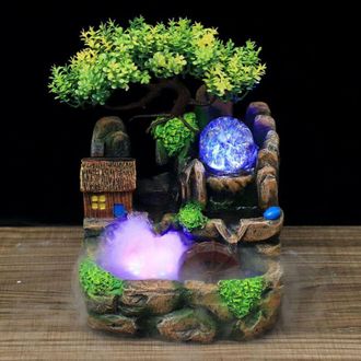 OEM Fuente De Mesa De Poliresina Para Interiores Con Iluminaci&oacute;n Led, Fuente De Cascada De Escritorio Con Decoraci&oacute;n De Rocalla Para Sala De Estar, Dormit