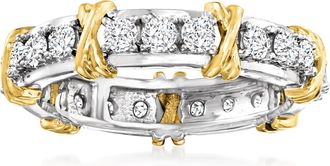 Ross-Simons Diamond X Station Eternity Band in 14kt 2-Tone Gold