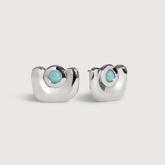 Monica Vinader Sterling Silver Amaia Gemstone Stud Earrings Amazonite