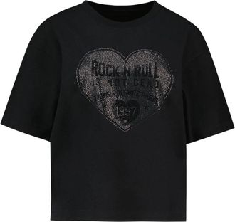 Zadig&Voltaire Taida Heart Strass T-Shirt - Dames - T-shirts - Zwart - XS - Katoen - Tops