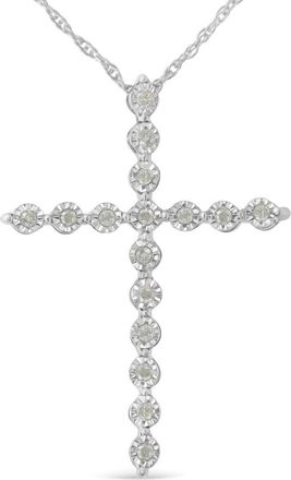 House of Brilliance Silver 1/6 Cttw Diamond Miracle-Set Shared Prong Cross 18 Pendant Necklace in White at Nordstrom