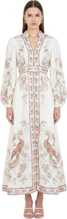 Zimmermann Beige Printed V Neck Maxi Dress