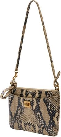 Balenciaga Womens Rodeo Clutch Beige Pythonskin