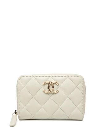 Chanel 2021-2025 CC Quilted Caviar Zip Purse coin pouch - women - Caviar Leather - One Size - White