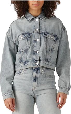 Tommy Jeans Blauwe Crop Trucker Jas - Dames - Spijkerjassen - Blauw - XL - Denim - Jassen