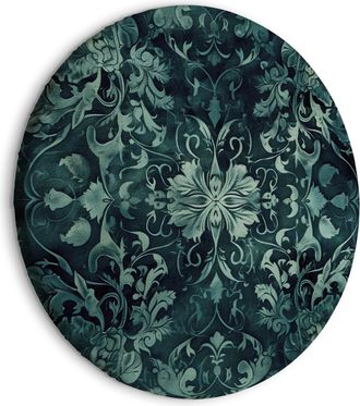 OEM Imagen Redonda: Dise&ntilde;o De Alfombra Oriental Con Adornos De Esmeralda Y Motivos Desgastados / Adornos De Alfombra En Tonos Esmeralda