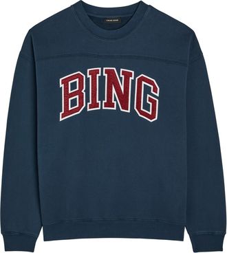 Anine Bing Trenton Logo-appliqu&eacute;d Cotton Sweatshirt - Navy - S (UK8-10 / S)