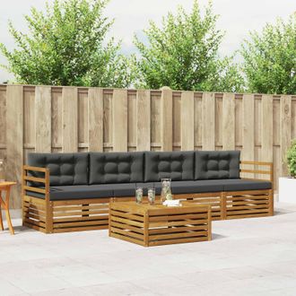 vidaXL Vidaxl Set Di Divani Da Esterno 5 Pz Naturale E Antracite