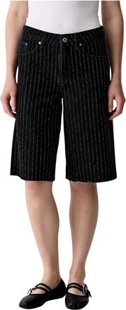 Karl Lagerfeld Pinstripe Denim Bermuda Shorts - Dames - Denim shorts - Zwart - W27 - Denim - Korte Broeken
