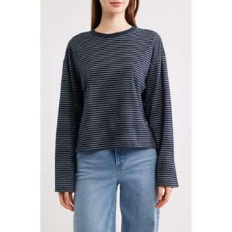 Rag & Bone Kelly Stripe Boxy T-Shirt in Navy at Nordstrom, Size X-Small