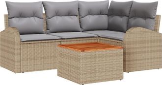 vidaXL Garden Sofa Set 5 pcs Beige Poly rattan vidaXL