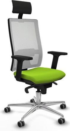 Piqueras y Crespo Piqueras Y Crespo - Horna sincro malla blanca similpiel pistacho brazos 2D base aluminio cabecero fijo ruedas 65mm engomadas