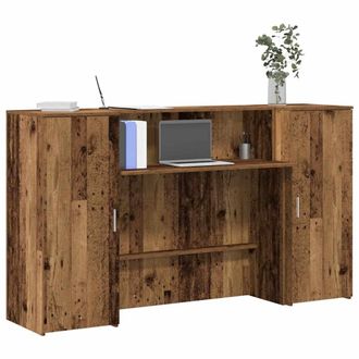 Berkfield Home Reception Desk Old Wood 180x50x103.5 cm Engineered Wood in Brown