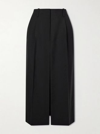 Givenchy Gonna Midi In Misto Lana E Mohair Con Pinces - Nero