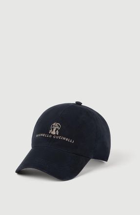 Brunello Cucinelli Suede baseball cap with embroidered logo in Navy Blue at Nordstrom, Size X-Large