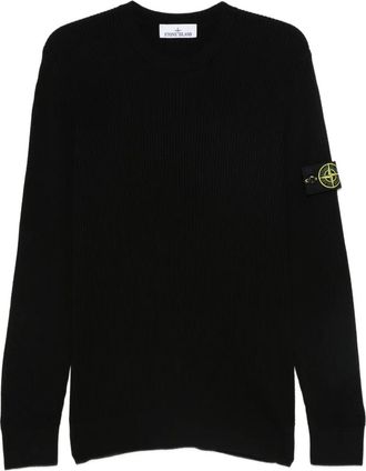 Stone Island Maglione a coste con applicazione - Nero