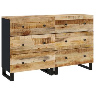vidaXL Aparadores 2 Unidades Madera De Mango Rugosa 60x33x75 Cm Vidaxl