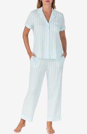 Kate Spade New York print crop pajamas in Aqua Stripe at Nordstrom, Size X-Small