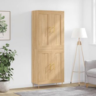 vidaXL Aparador Alto Madera Contrachapada Color Roble 69,5x34x180 Cm Vidaxl